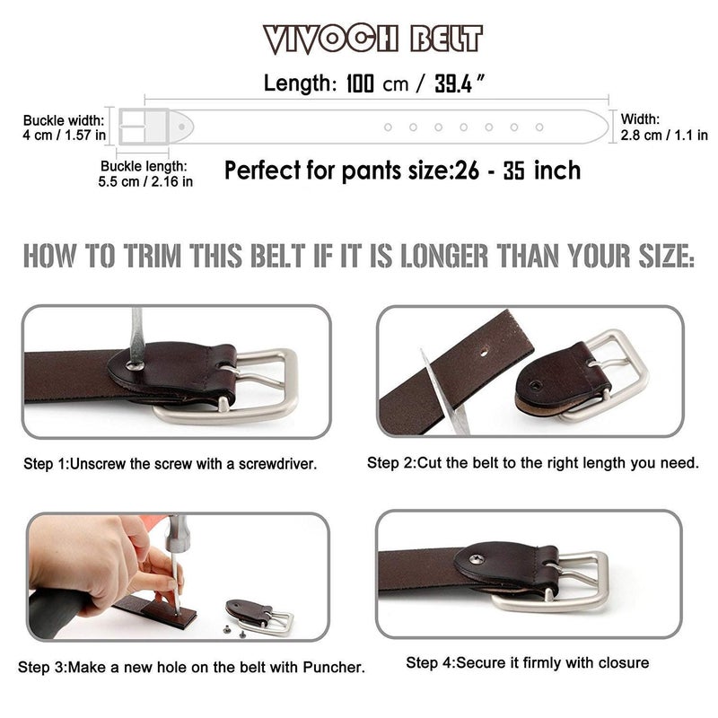 VIVOCH, 2-Pack Women's Genuine Cowhide Leather Belt, Vintage Casual Belts for Jeans, Skirt, Shorts Pants, Summer Dress for Women with Alloy Pin Buckle, 120CM - Image 5